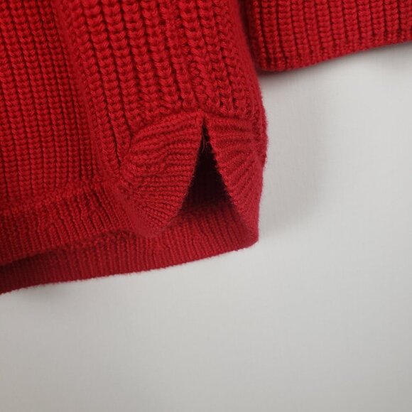 Talbots Classic Cotton Modal Cowlneck Sweater Red Ribbed Knit Cozy Size Medium - Picture 6 of 7